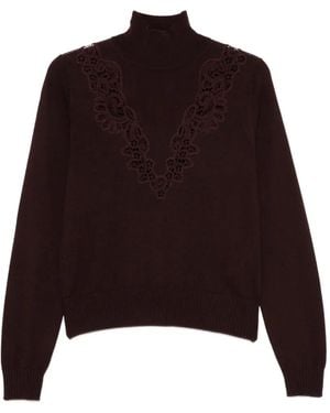 Zimmermann Jersey De Cuello Alto Con Ribete De Ganchillo - Marrón