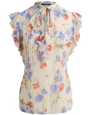 Ralph Lauren Floral-Print Ruffled Blouse - White