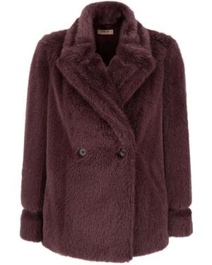 Twinset Double-Breasted Faux-Fur Jacket - Purple