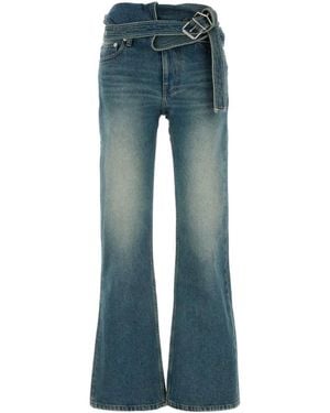 Y. Project Cotton Wrap-Belt Flared Jeans - Blue