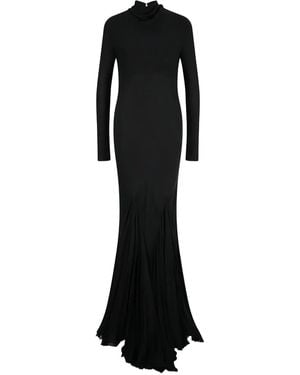 KHAITE Pleated Open-Back Silk Dress - Black
