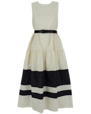 Mantu Striped A-Line Dress - White
