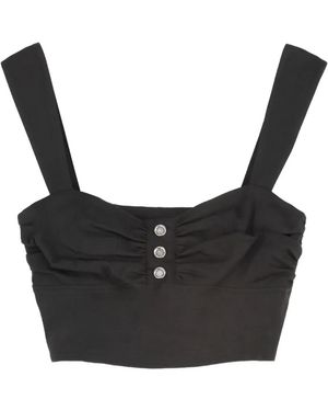 Pinko Button-Detailed Gathered Top - Black