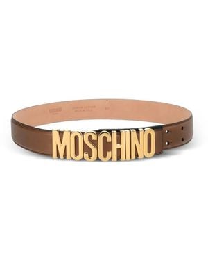 Moschino Logo-Lettering Leather Belt - White