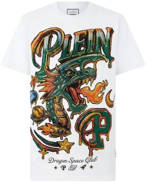 Philipp Plein Space Dragon Crystal-Embellished T-Shirt - White