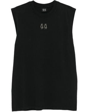 44 Label Group Top Met Logoprint - Zwart