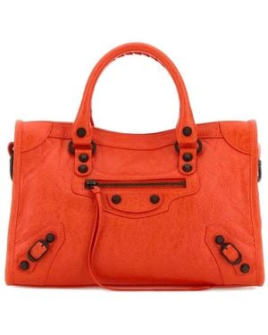 Balenciaga Small Le City Leather Tote Bag - Red