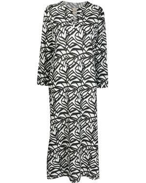 Bambah Geometric-Pattern Print Midi Dress - Black
