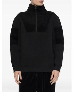 Y-3 Knit Sweatshirt With Half-Zip And Colourblock Panels - Black