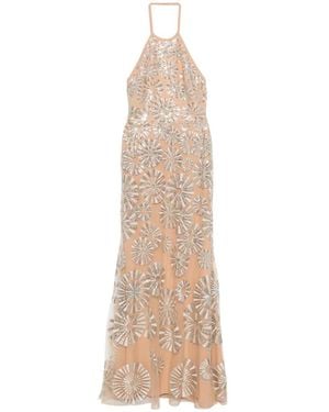 Elie Saab Sequin Embellished Maxi Dress - White