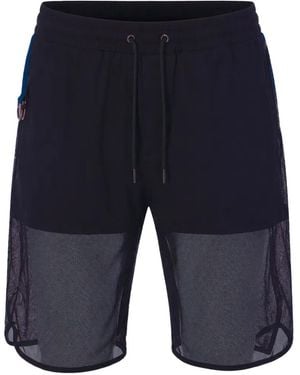 Nicolo' Beretta Mesh-Panel Lace-Up Shorts - Blue