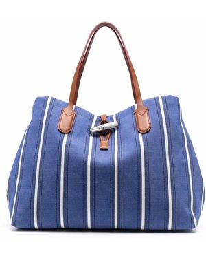 Longchamp Roseau Essential ストライプ ハンドバッグ - ブルー