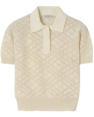 Burberry Check-Pattern Polo Top - Natural