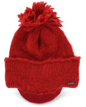 DSquared² Pom-Pom Visor Beanie Hat - Red