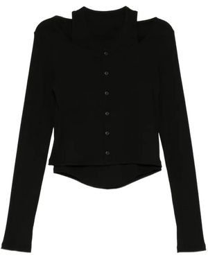 Limi Feu Cardigan Côtelé À Design Superposé - Noir