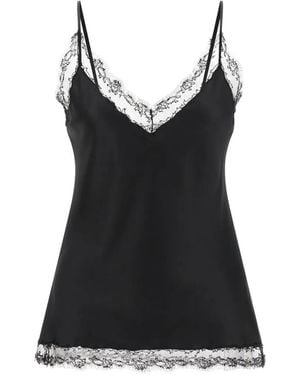 Ermanno Scervino Ärmellose Bluse Mit V-Ausschnitt Und Spitzenbesatz - Schwarz