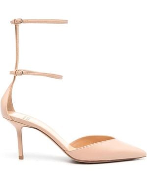 Francesco Russo Double-Strap 75Mm Leather Court Shoes - Pink