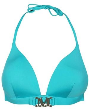 Max Mara Logo-Buckle Triangle Bikini Top - Blue