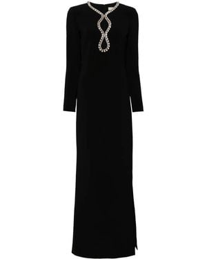 Elie Saab Abito Lungo In Tessuto Nero - Black