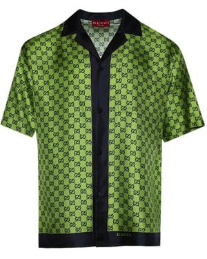 Gucci プリント シルクシャツ - グリーン