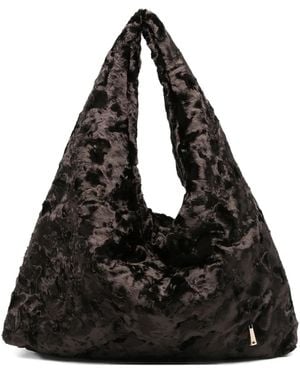 La Milanesa Schultertasche Mit Plüscheffekt - Schwarz