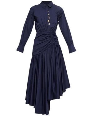Self-Portrait Asymmetrical Dress With A Pocket - Blue
