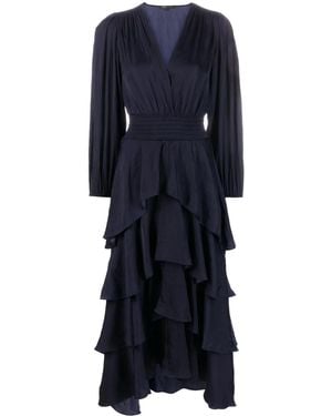 Maje Ruffled Midi Dress - Blue