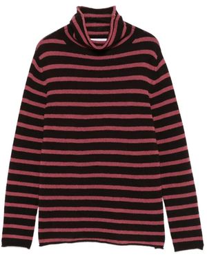 Be You Gestreifter Rollkragenpullover - Rot