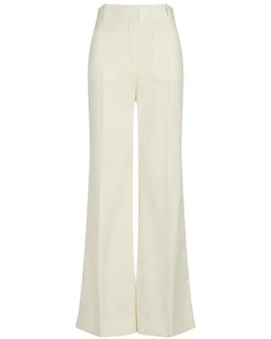 Victoria Beckham Alina Pressed-Crease Wide-Leg Trousers - White