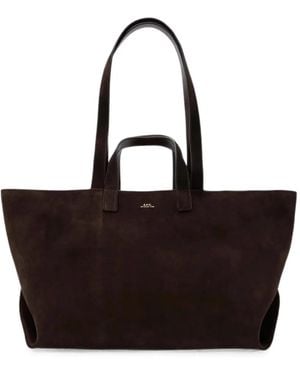 A.P.C. Drummer Leather Tote Bag - Black