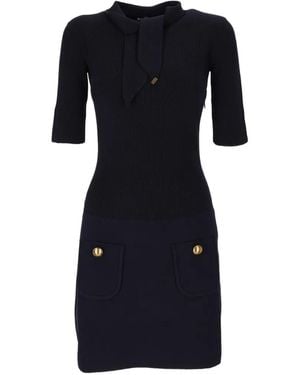 Elisabetta Franchi Bow-Detail Buttoned Mini Dress - Black