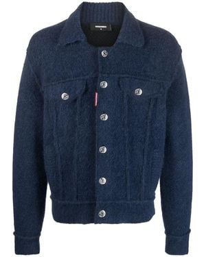DSquared² Button-up Wool-blend Jacket - Blue