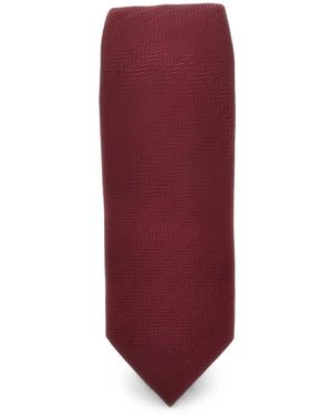 Emporio Armani Herringbone-Weave Silk Tie - Red