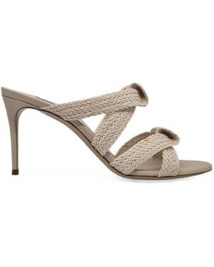 Casadei Julia Mariposa Woven Knotted Sandals - White