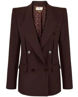 Elisabetta Franchi Double-Breasted Blazer - Brown