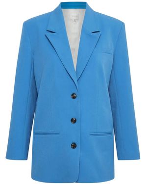Gestuz Linda Padded-Shoulder Blazer - Blue