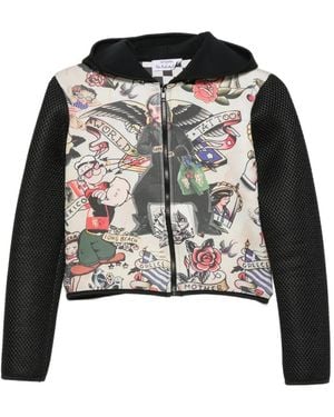 The Artistylist Tattoo-Print Cropped Hoodie - Black