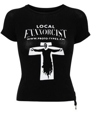 PROTOTYPES Graphic-print Recycled Cotton T-shirt - Black