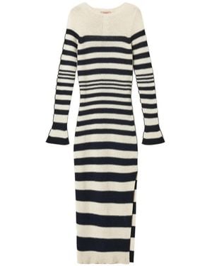 Twinset Striped Knit Maxi Dress - White