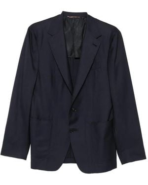 Canali Blazer Boutonné À Revers Crantés - Blue