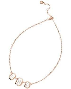 Furla Octagon Pendant Necklace - White