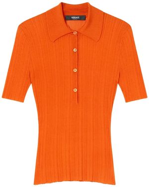 Versace Polo De Punto Acanalado - Naranja