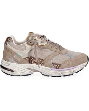 Crime London Fugitive 9094 Glitter-Embellished Mesh-Panelled Trainers - White
