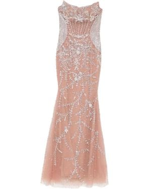 Holland & Holland Schulterfreies Kleid mit Kristallen - Pink
