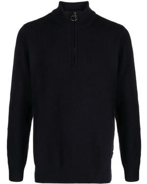 Barbour Ribbed Knit Half-Zip Sweater With Classic Funnel N - Blau