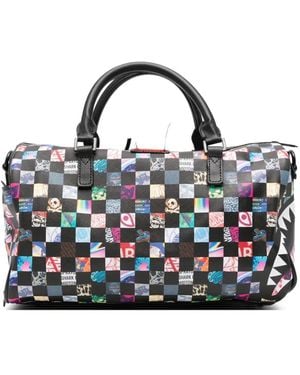 Sprayground Mini Shark Mouth Chequered Duffle Bag - Blue