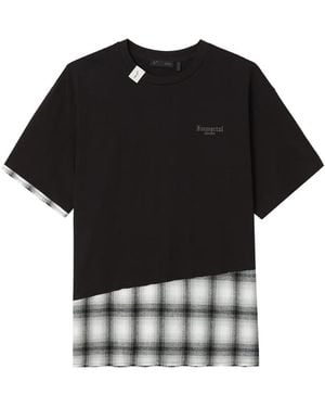 FIVE CM Plaid-Panel T-Shirt - Black