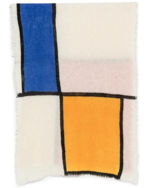 Faliero Sarti Patos Colour-Block Frayed Scarf - White