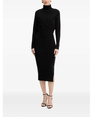 Morgan Rmoria Roll-Neck Midi Dress - Black