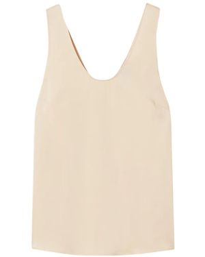 Twinset V-Neck Satin Top - Natural
